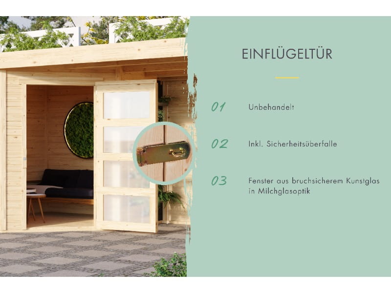 Karibu Gartenhaus Schwandorf 3 natur mit Anbaudach 2,75 Meter