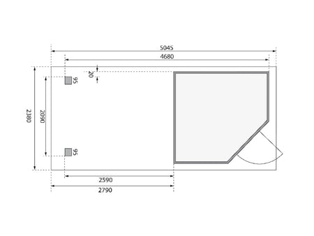 Karibu Gartenhaus Schwandorf 3 terragrau mit Anbaudach 2,80 Meter