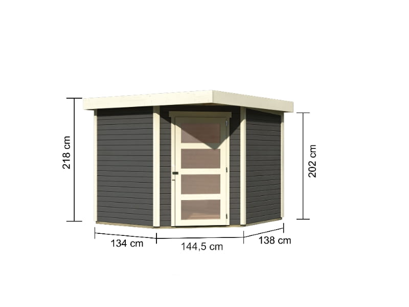 Karibu Gartenhaus Schwandorf 5 terragrau 19 mm