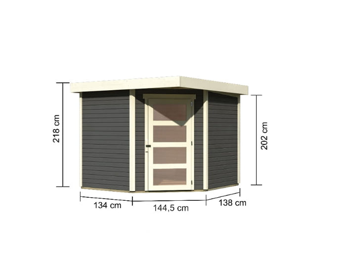 Karibu Gartenhaus Schwandorf 5 terragrau 19 mm
