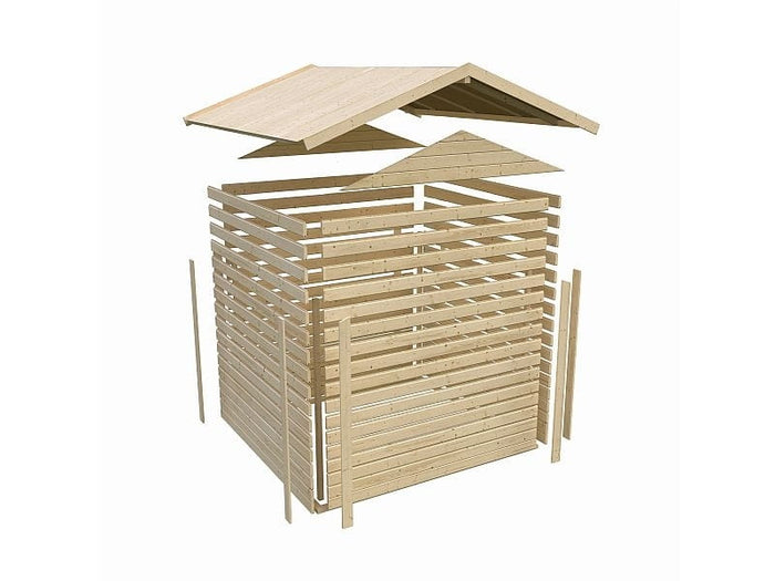 Karibu Gartenhaus Theres 7 terragrau- 1 Dachbausbauelement