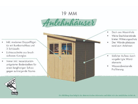 Karibu Gartenhaus Wandlitz 2 terragrau 19 mm