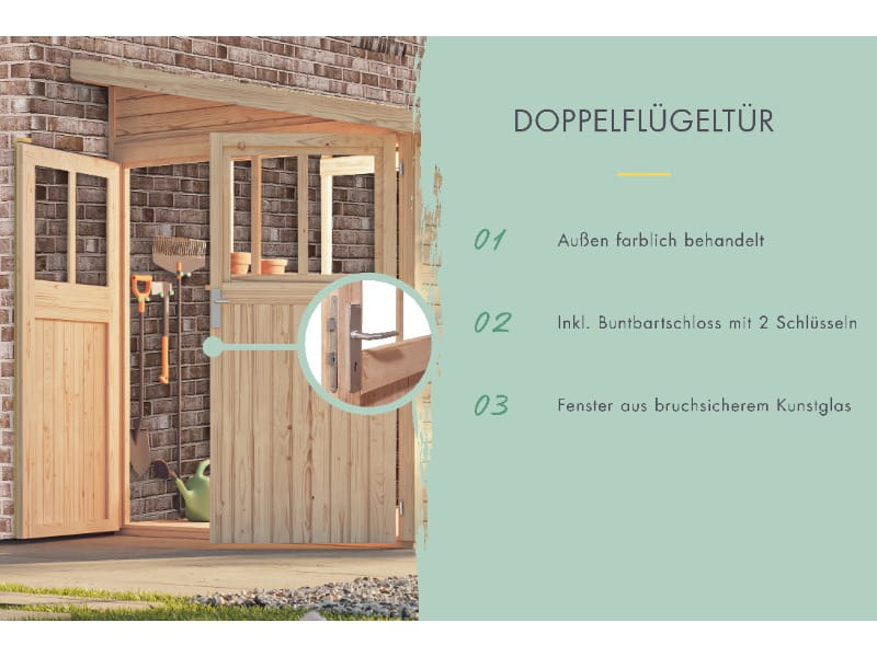 Karibu Gartenhaus Wandlitz 3 natur 19 mm