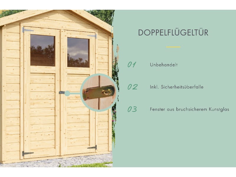 Karibu Gerätehaus Dahme natur 14 mm