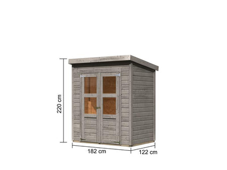 Karibu Gerätehaus Merseburg 2, vorvergraut, 14 mm
