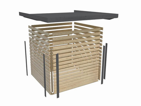 Karibu Hybrid Gartenhaus Jupiter 2 A naturbelassen/graualuminium, inkl. 2,40 m Anbaudach