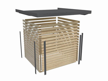 Karibu Hybrid Gartenhaus Jupiter 2 D wassergrau/graualuminium, inkl. 2,40 m Anbaudach