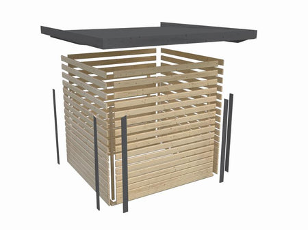 Karibu Hybrid Gartenhaus Jupiter 3 B terragrau/anthrazit inkl. 2,35 m Anbaudach