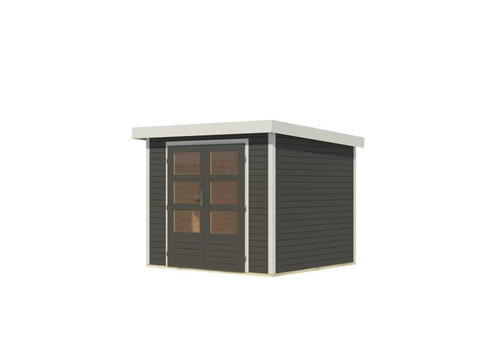 Karibu Hybrid Gartenhaus Jupiter 3 B terragrau/weiß