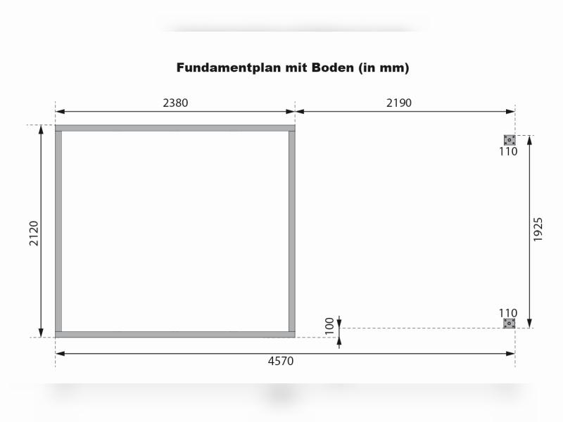 Karibu Hybrid Gartenhaus Jupiter 3 D wassergrau/graualuminium inkl. 2,35 m Anbaudach