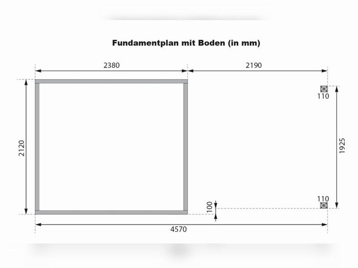 Karibu Hybrid Gartenhaus Jupiter 3 D wassergrau/graualuminium inkl. 2,35 m Anbaudach