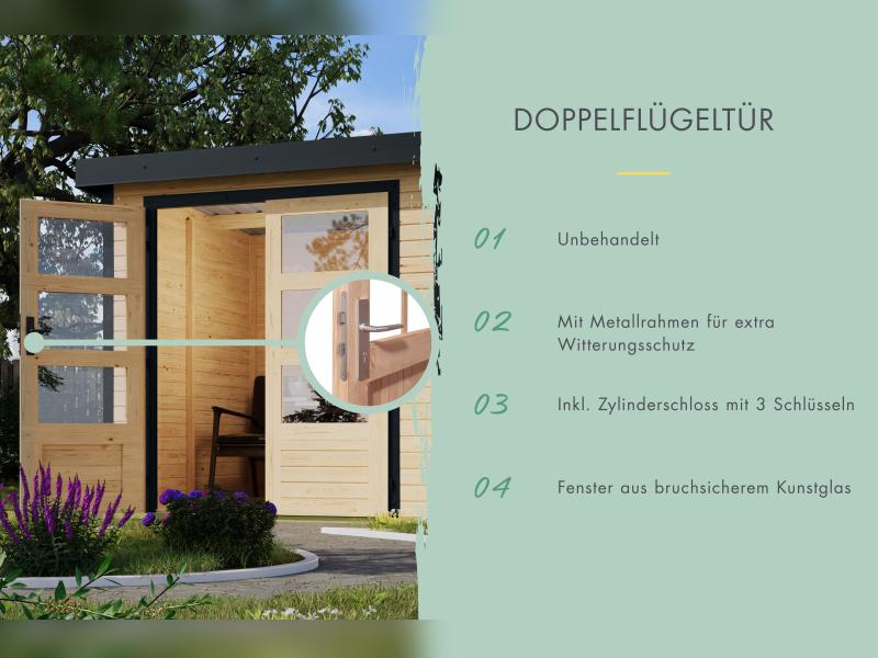 Karibu Hybrid Gartenhaus Jupiter 3,5 A naturbelassen/graualuminium