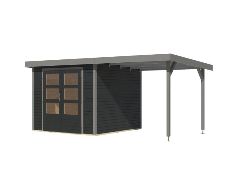 Karibu Hybrid Gartenhaus Jupiter 3,5 C anthrazit/graualuminium, inkl. 2,35 m Anbaudach