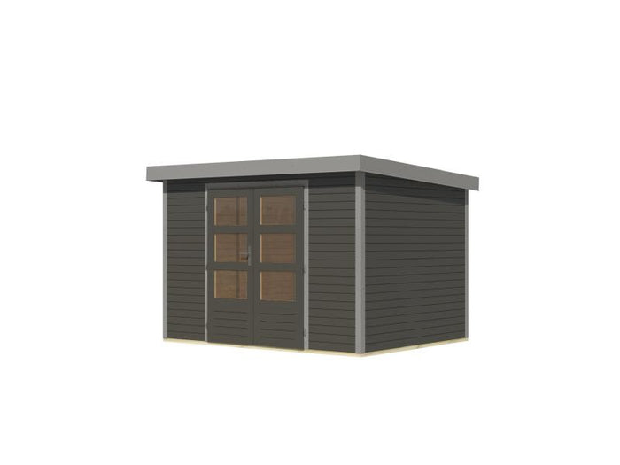 Karibu Hybrid Gartenhaus Jupiter 4 B terragrau/graualuminium