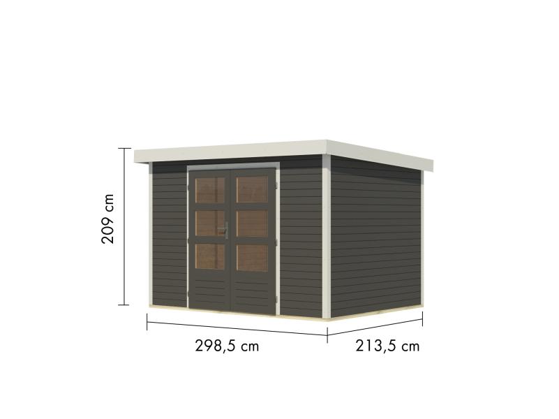 Karibu Hybrid Gartenhaus Jupiter 4 B terragrau/weiß