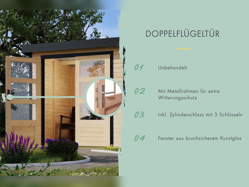Karibu Hybrid Gartenhaus Jupiter 5 A naturbelassen/anthrazit