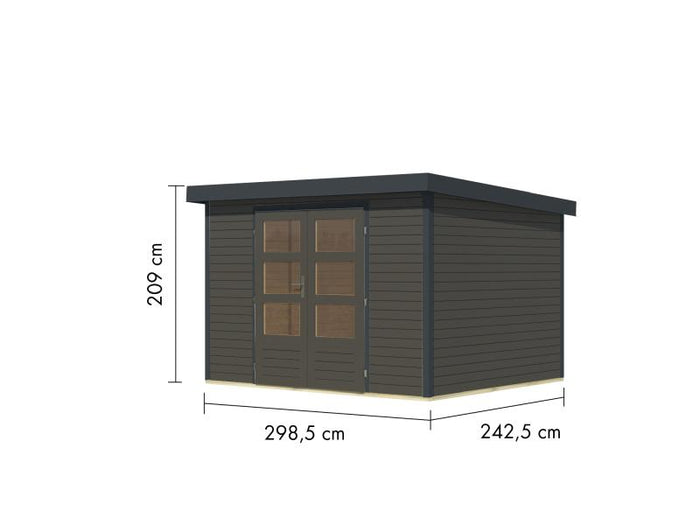 Karibu Hybrid Gartenhaus Jupiter 5 B terragrau/anthrazit