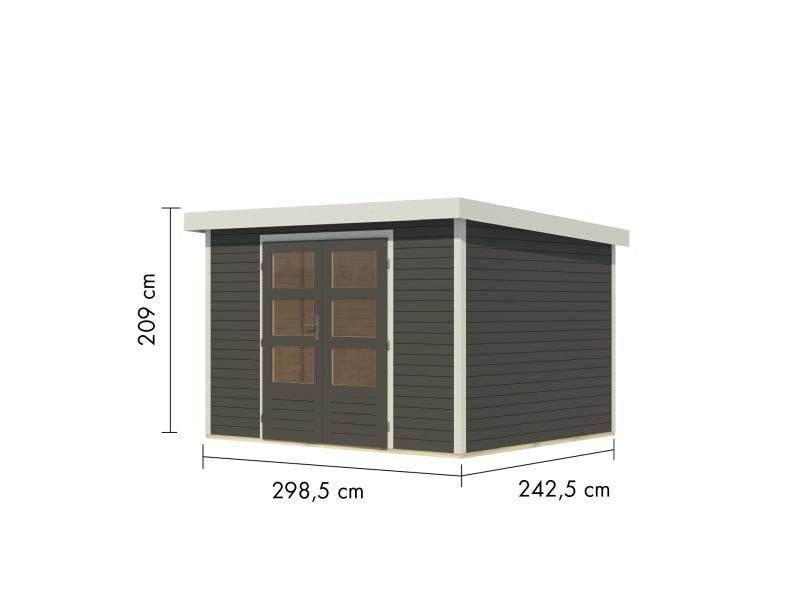 Karibu Hybrid Gartenhaus Jupiter 5 B terragrau/weiß