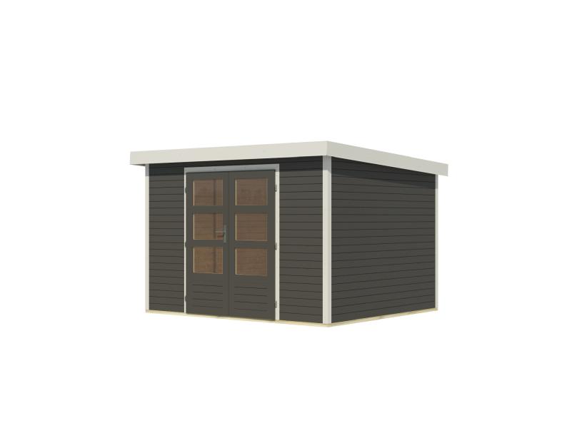Karibu Hybrid Gartenhaus Jupiter 5 B terragrau/weiß