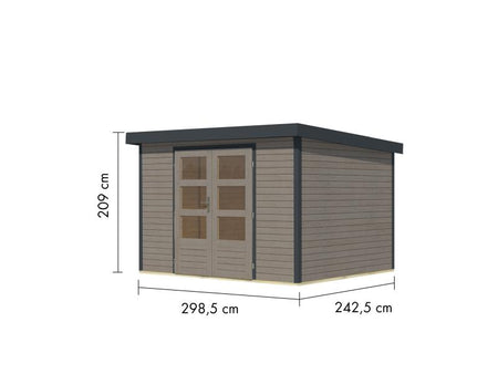 Karibu Hybrid Gartenhaus Jupiter 5 D wassergrau/anthrazit