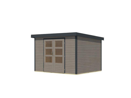 Karibu Hybrid Gartenhaus Jupiter 5 D wassergrau/anthrazit