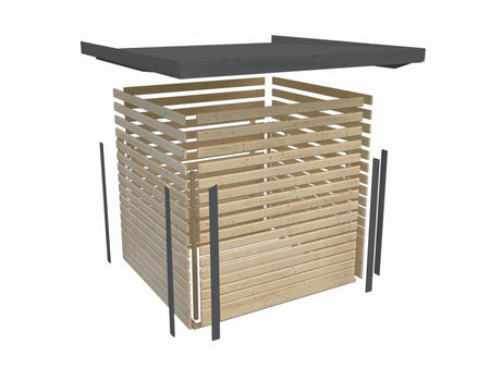 Karibu Hybrid Gartenhaus Jupiter C anthrazit/anthrazit inkl. 2,40 m Anbaudach