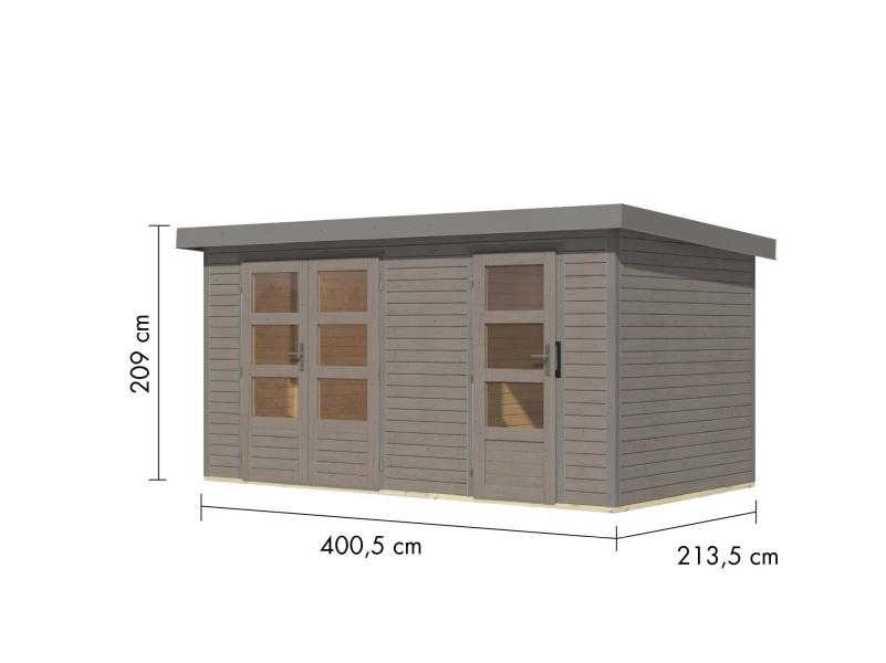 Karibu Hybrid Gartenhaus Merkur 1 D wassergrau/graualuminium