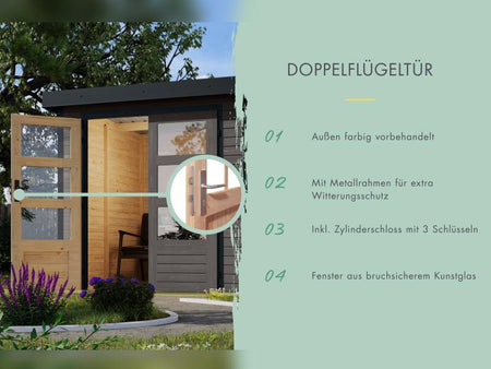 Karibu Hybrid Gartenhaus Pluto 6 B, terragrau/graualuminium, 28 mm