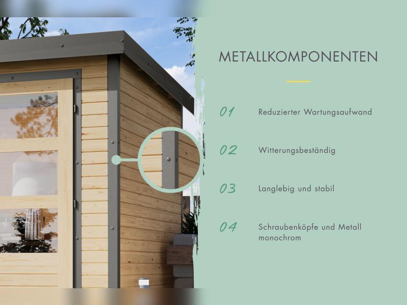 Karibu Hybrid Gartenhaus Pluto 7 B, terragrau/graualuminium, inkl. 3 m Anbaudach