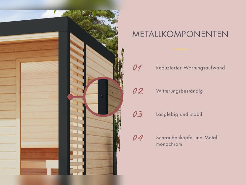 Karibu Hybrid Saunahaus Ares 1, naturbelassen/anthrazit -inkl. 9 kW Ofen ext. Steuerung-