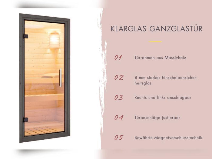 Karibu Hybrid Saunahaus Ares 2, anthrazit/anthrazit -inkl. 9 kW Bioofen ext. Steuerung-