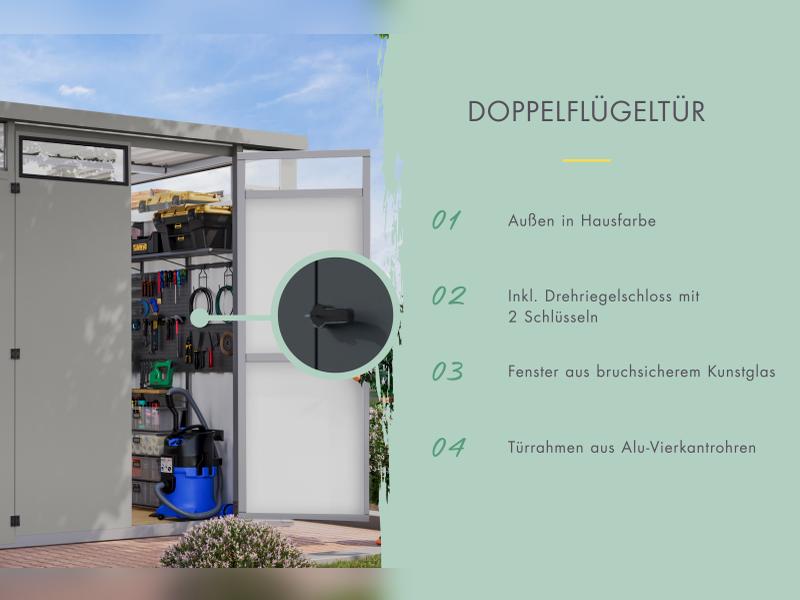 Karibu Metallgerätehaus Osten 2, graualuminium