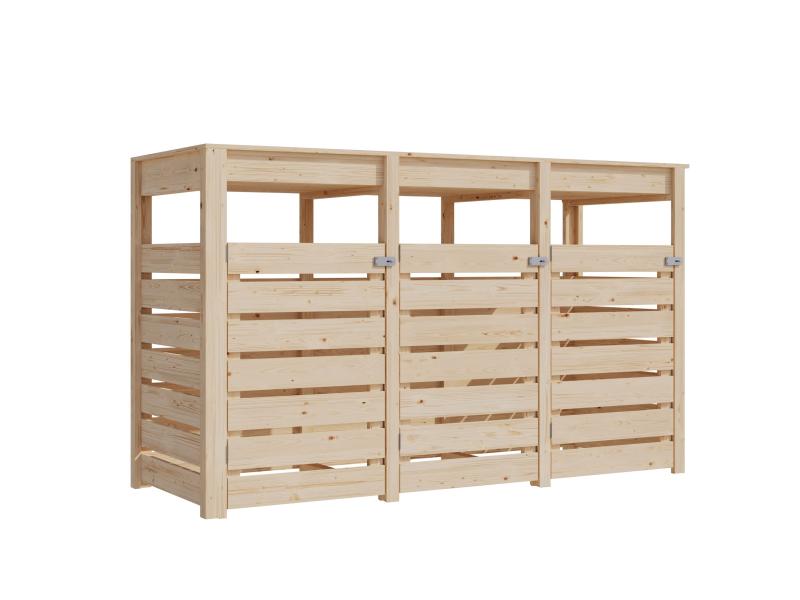 Karibu Mülltonnenbox, natur,  für 3 Tonnen inkl. Hochbeet