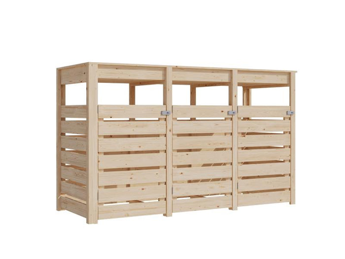 Karibu Mülltonnenbox, natur,  für 3 Tonnen inkl. Hochbeet