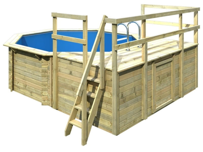 Karibu Pool Modell 1 Variante D, mit Terrasse im Set inkl. Filteranlage und Skimmer