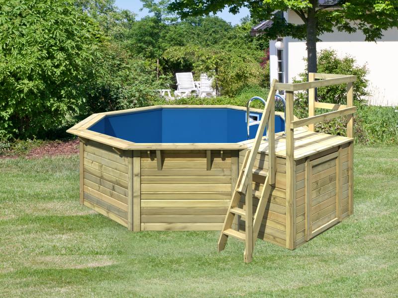 Karibu Pool Modell 2 X im Set mit Terrasse kdi - Folie Blau
