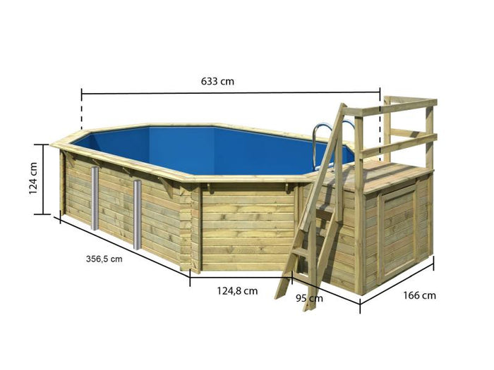 Karibu Pool Modell 4 Variante B, mit Terrasse, inkl. Filterpaket und Skimmer