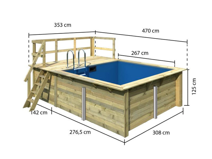 Karibu Rechteck Pool Größe 1 inkl. Terrasse 3,5 m