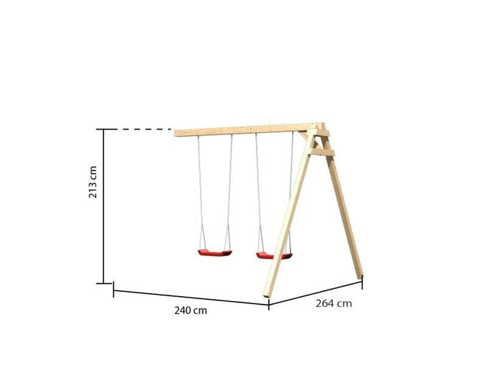 Karibu Ritterburg Löwenherz + Doppelschaukel + Kletterwand