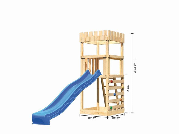 Karibu Ritterburg Löwenherz + Rutsche blau + Kletterwand