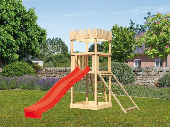 Karibu Ritterburg Löwenherz + Rutsche rot + Netzrampe
