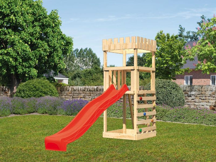 Karibu Ritterburg Löwenherz + Rutsche rot + Kletterwand