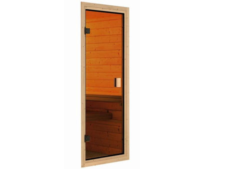 Karibu Sauna Antonia inkl. 9 kW Ofen ext. Steuerung mit klassischer Saunatür -ohne Dachkranz-