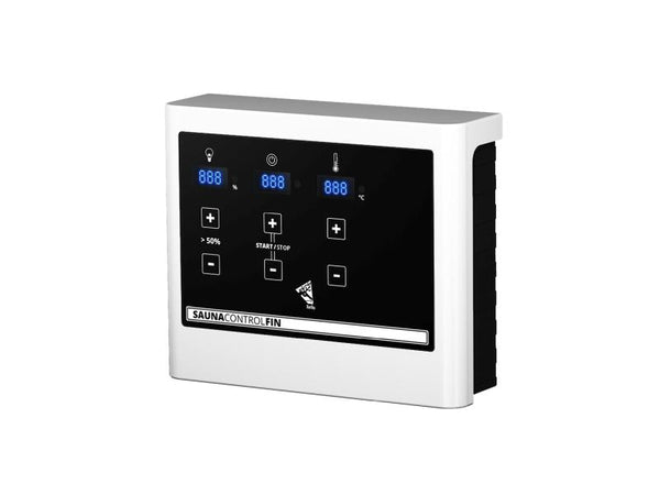 Karibu Sauna Bodin inkl. 9 kW Ofen ext. Steuerung, mit bronzierter Saunatür -mit Dachkranz-