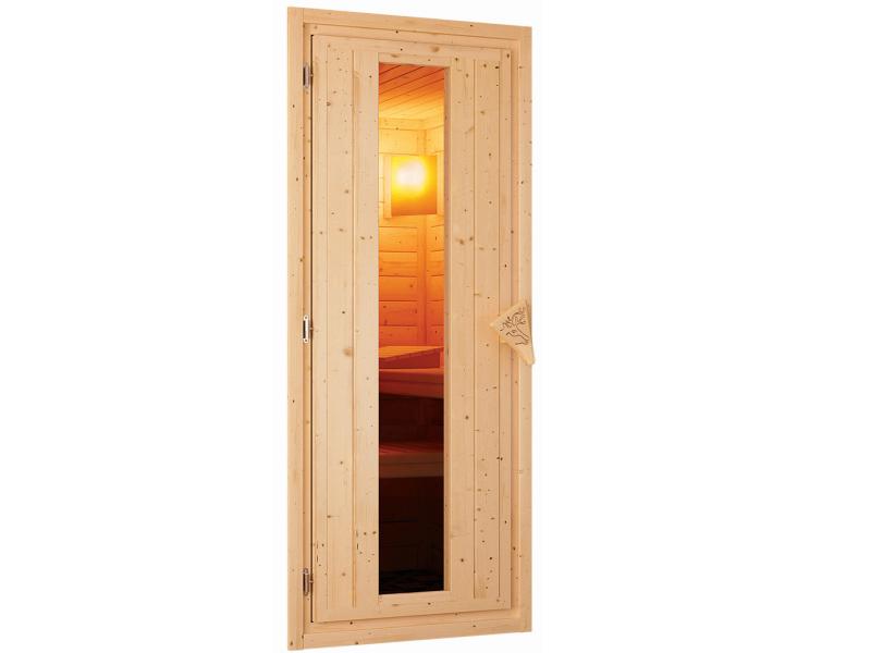 Karibu Sauna Bodin inkl. 9 kW Ofen integr. Steuerung, mit energiesparender Saunatür -ohne Dachkranz-