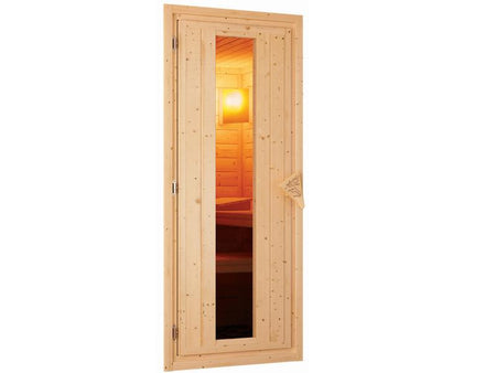Karibu Sauna Bodin inkl. 9 kW Ofen integr. Steuerung, mit energiesparender Saunatür -ohne Dachkranz-