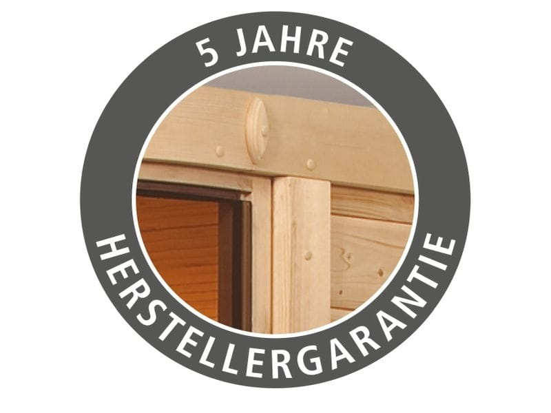 Karibu Sauna Carin inkl. 9 kW Ofen integr. Steuerung mit Klarglas Ganzglastür - ohne Dachkranz -