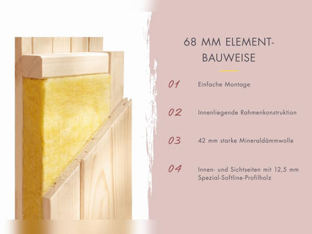 Karibu Sauna Irava 1 - inkl. 3,6 kW Bioofen ext. Steuerung