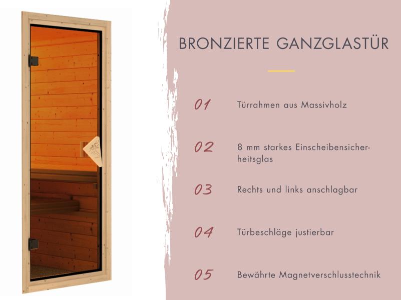 Karibu Sauna Irava 1 - inkl. 3,6 kW Ofen ext. Steuerung