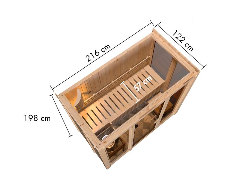 Karibu Sauna Irava 2 inkl. 3,6 kW Ofen ext. Steuerung